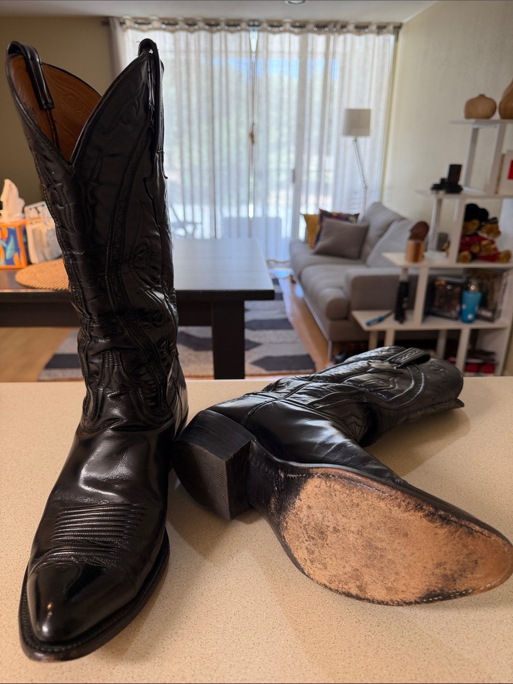 Lucchese Classics Handmade Black Cowboy Boots - Picture 3 of 6